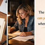 A contract, a woman reviewing documents at a desk, and a quote: "The question isn't can you DIY legal—it's when should you.